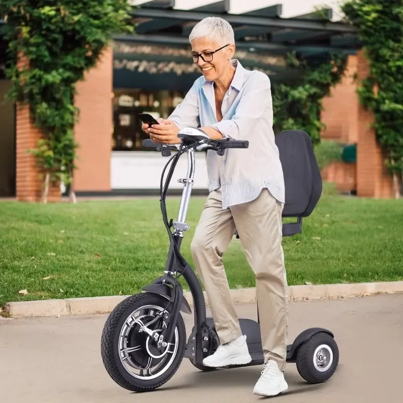 Adult Electric Tricycle Brushless Motor Lithium Battery 11 Inch Wheels Remote Control Three Wheel Scooter for Commuting