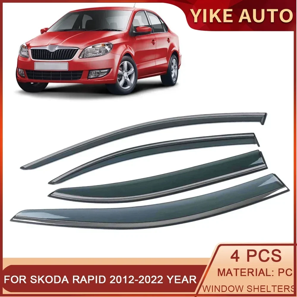 For Skoda Rapid Hachback Sedan 2012-2022 Car Window Sun Rain Shade Visors Shield Shelter Protector Sticker Exterior Accessories