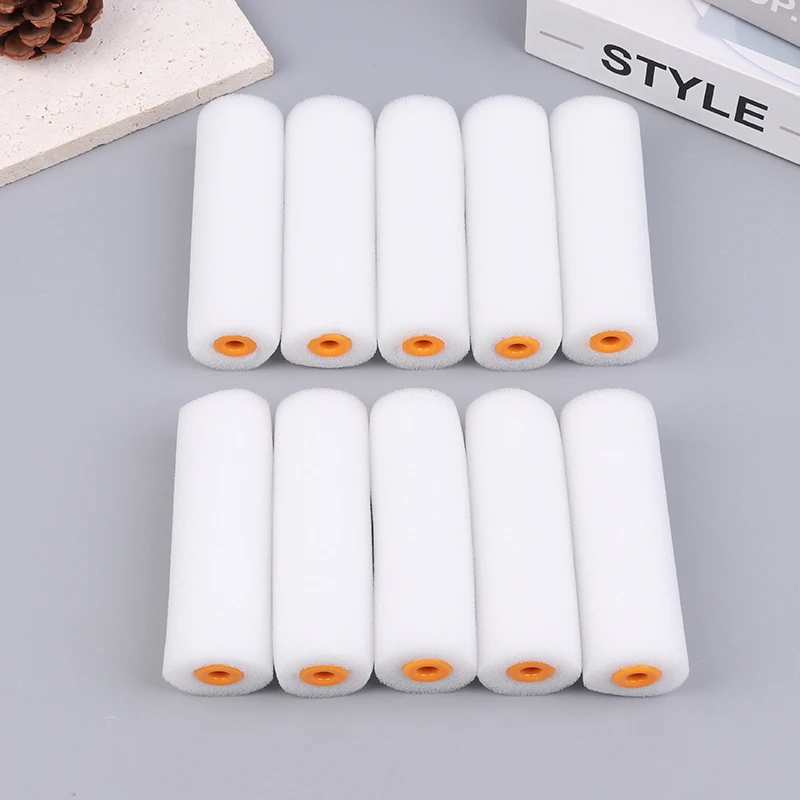 10PCS 100mm Mini White Durable Foam Paint Roller Sleeves Painting Decorating Sponge Rollers Art Sets Painting Supplies