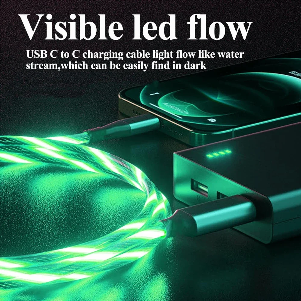 Kabel Flow Luminous 3A 60W USB C do Type C do iPhone 15 Pro Max, szybkie ładowanie PD, kabel do transmisji danych dla Xiaomi, Redmi, OPPO, 1m 2m — zdjęcie 6