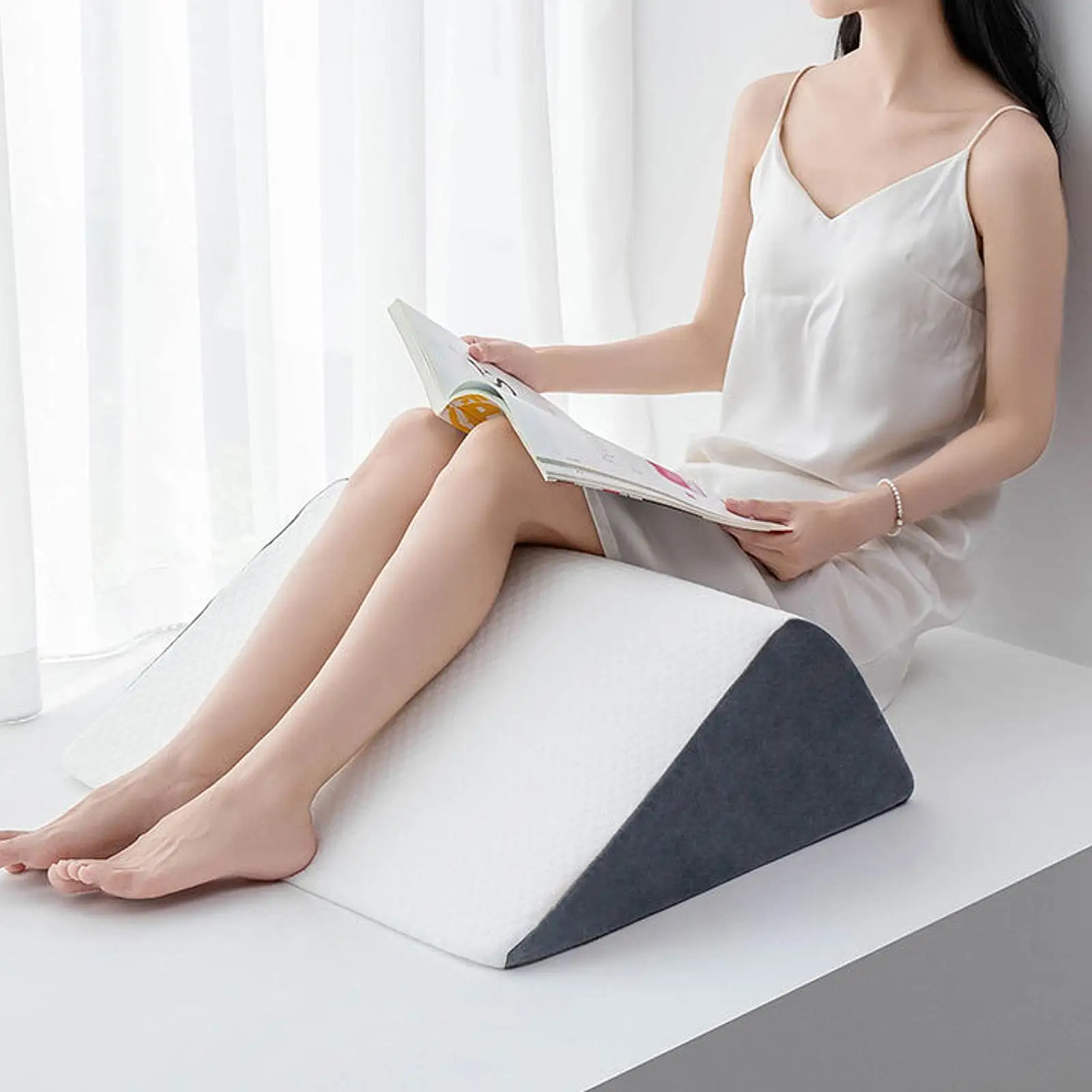 Leg Elevating Pillow Removable Cover Memory Foam Convenient for Knee Hip Ankles Comfortable Bed Wedge Pillow for recliner Bed