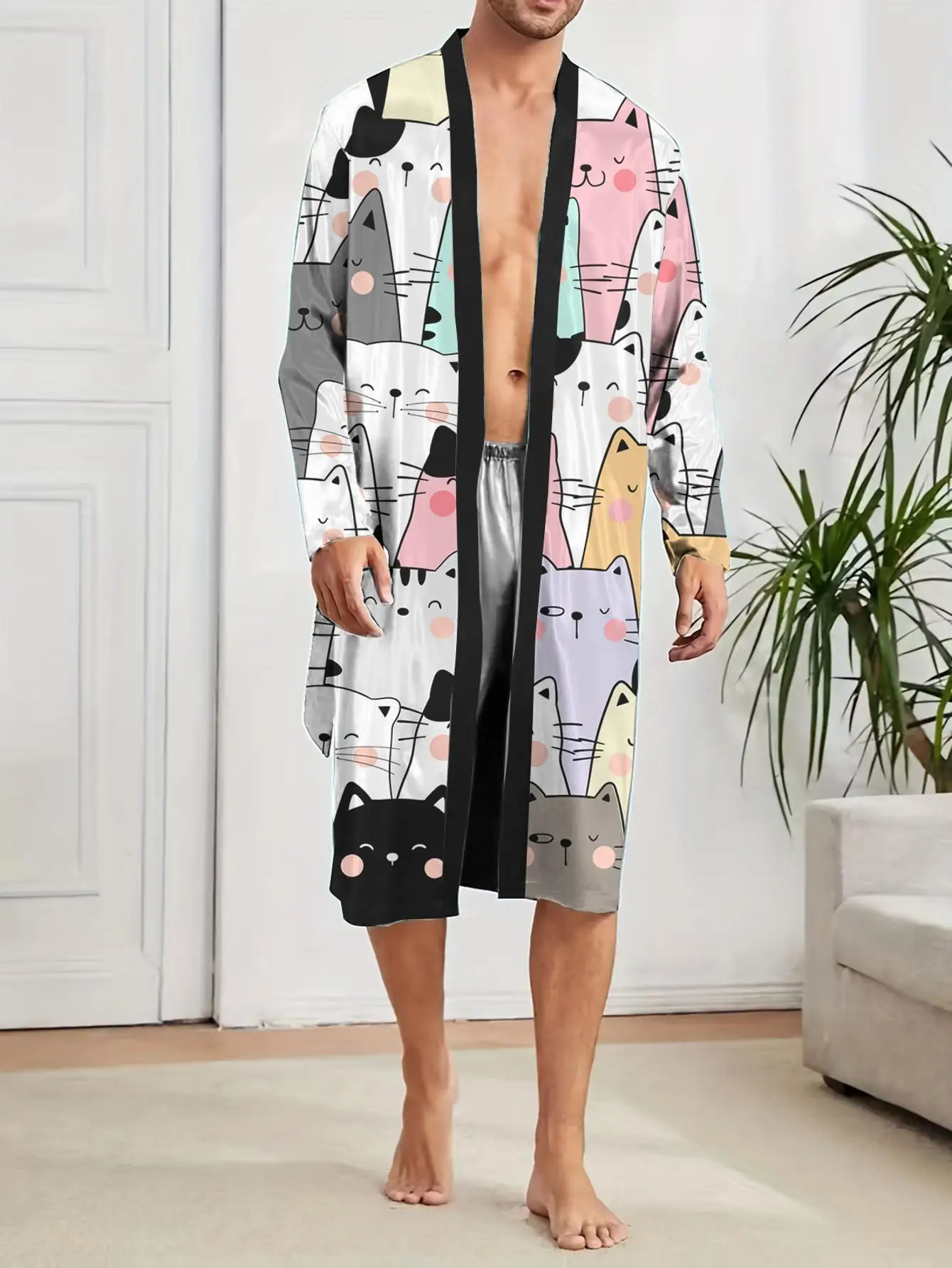 1pcs Men's Robes 2026 Spring/Summer dressing gown Funny pajamas Graphic 3D Printed Breathable bath robe Bathrobe Bathrobe men