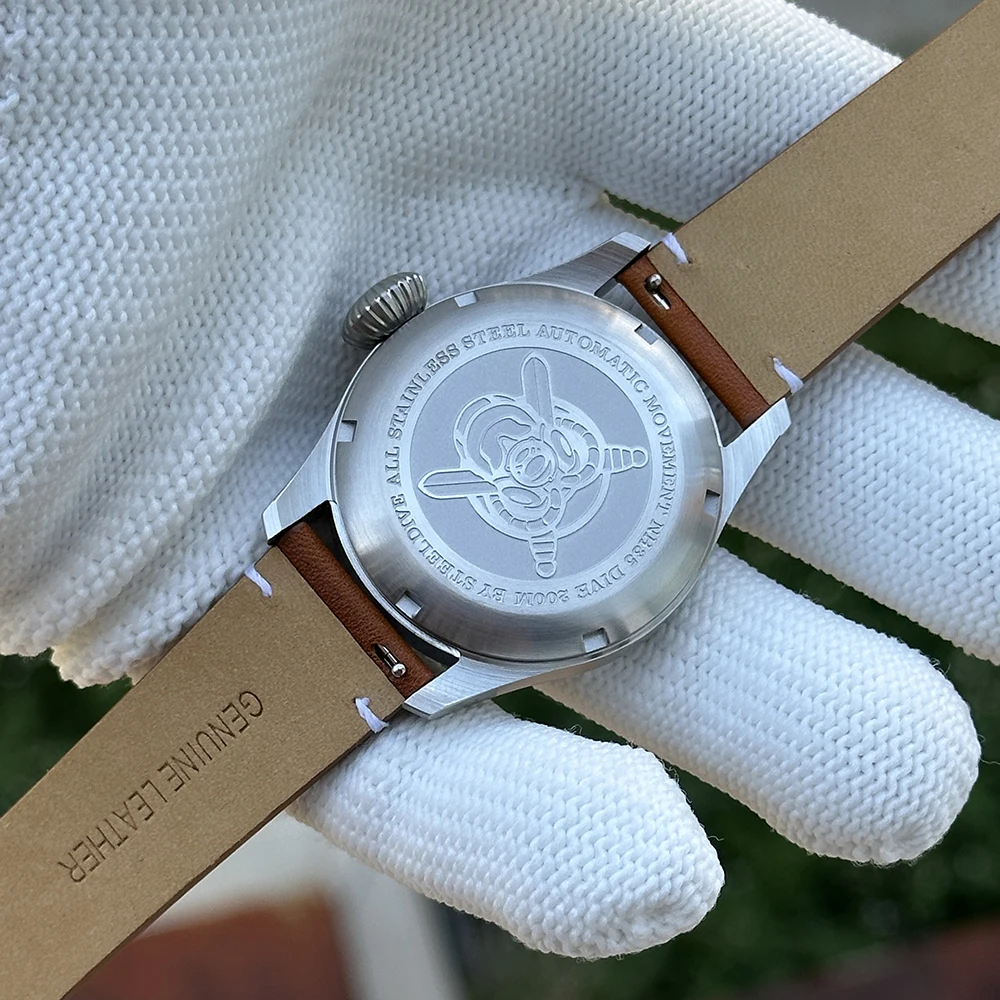 STEELDIVE Orologio da sub da uomo 39mm Pilota Orologio da polso meccanico automatico Militare 20ATM Impermeabile C3 + BGW-9 Zaffiro luminoso NH35