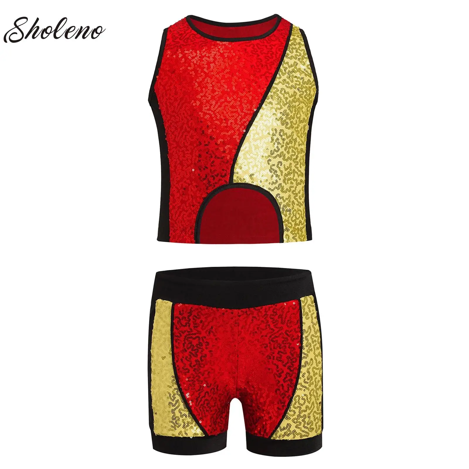 

Kids Sequins Ballet Dance Sets Girls Gymnastics Figure Skating Costume Outfits for Modern Latin Jazz Dancing Stage Performance