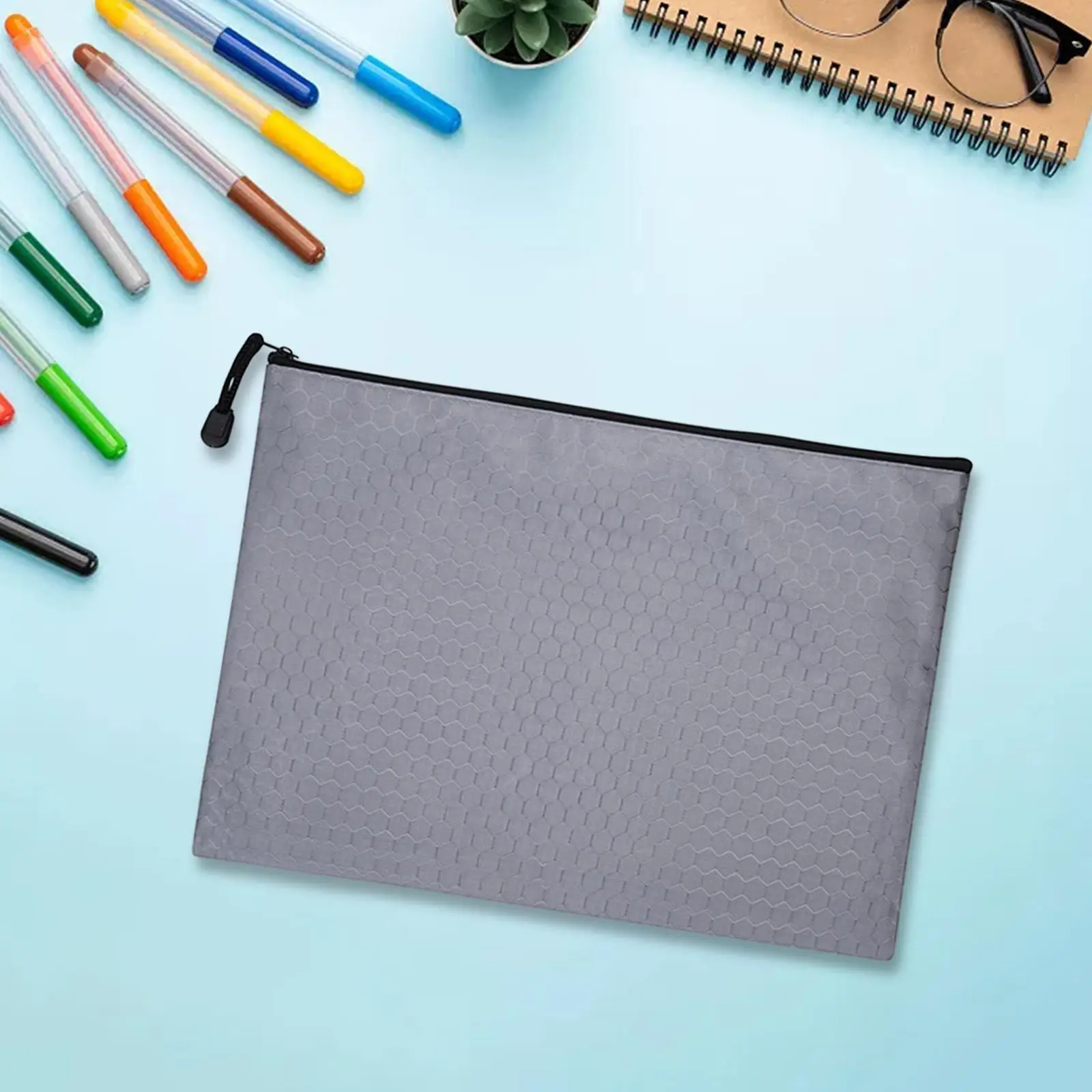 Zipper Pouch A5 Large Capacity Portable Durable Document Pouch Receipts Organizer Zipper Folder Document Bag for Office Meeting