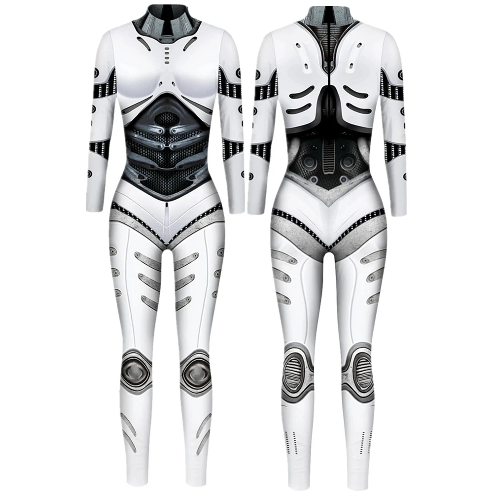 Robot Punk kombinezon seksowne kobiety Cosplay kostiumy Cyberpunk Zentai Halloween body