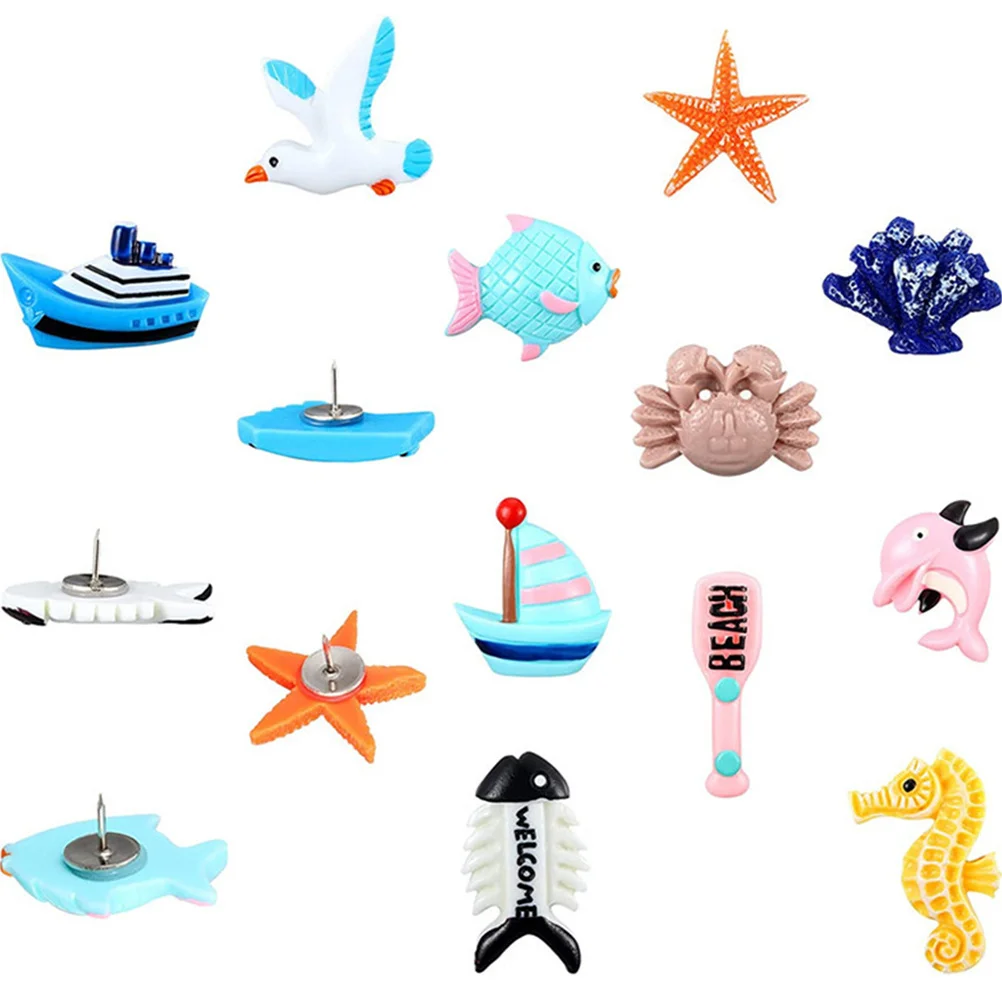 36 puntine da disegno decorative per puntine da disegno oceaniche per bacheca in sughero, bacheca, mappa, foto, parete, accessori per ufficio