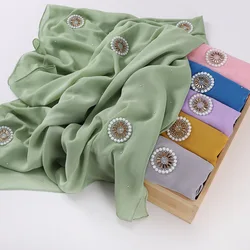 Ramadan Muslim Chiffon Plain Hijab Scarf Women High Quality Solid Color Head Inner Wraps Ladies Islamic Musulman Headband