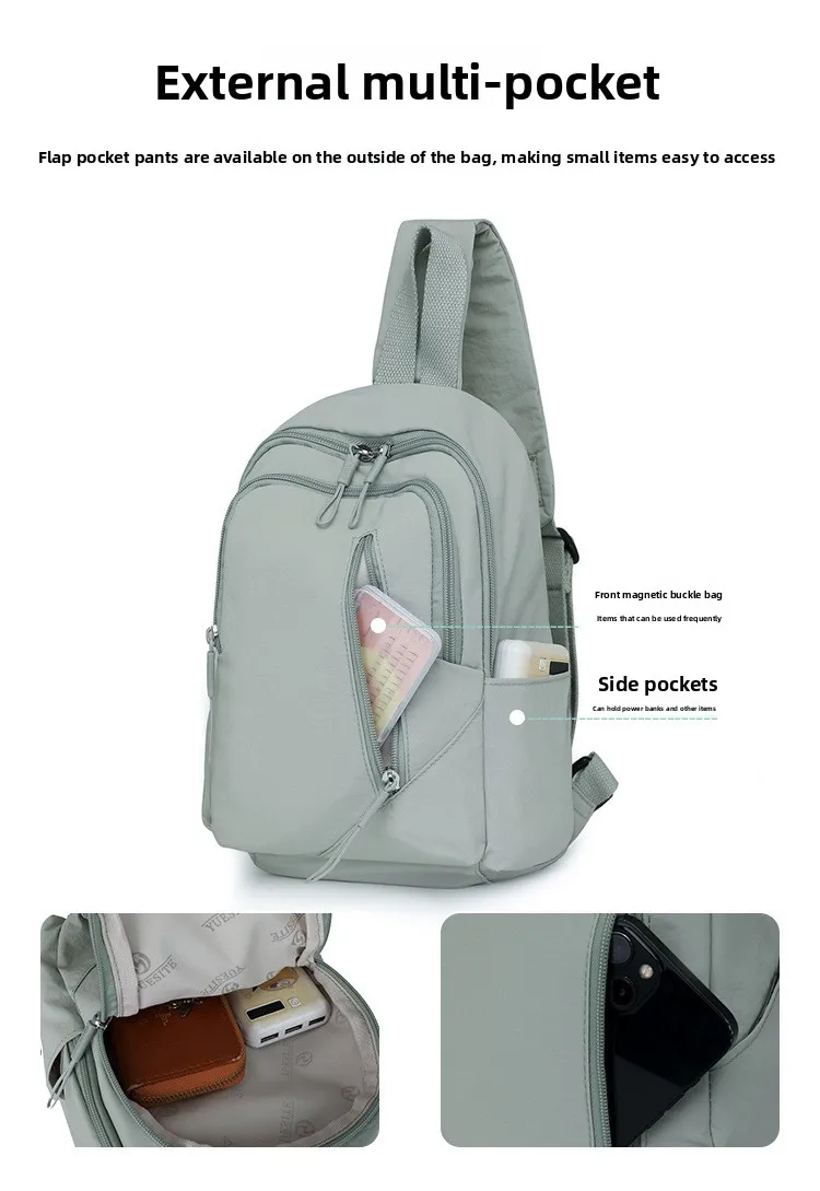 Neue Einfarbig Lässige Umhängetasche Leichte Wasserdichte Nylon Unisex Schulter Sling Rucksack Große Kapazität Reisetasche – Detail 11