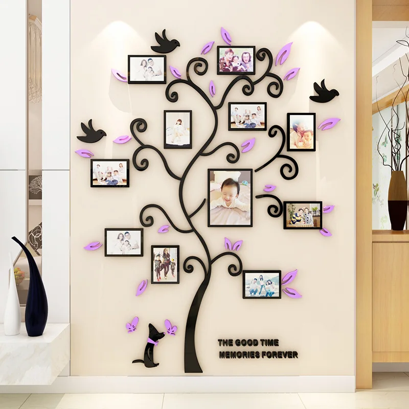 Lovely dog Photo Frame tree Acrylic Wall stickers For Kids room Living room 3D DIY Wall decoration Shopwindow Home decor