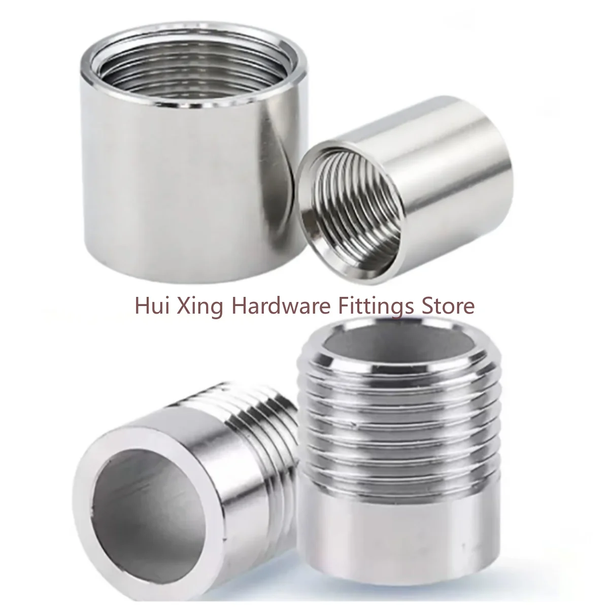 304 Stainless Steel Double Female Full Thread Straight Coupler/Seamless CNC Water Pipe Fitting/Single End Male Thread Fitting