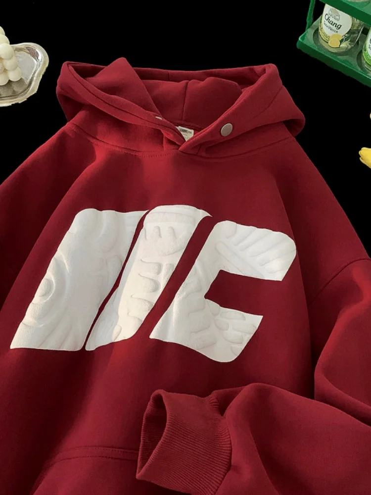 

Мужская толстовка оверсайз в американском стиле, весенне-осенняя, повседневная, с буквенным принтом, свободного кроя, стандартной длины рукавов, уличная одежда