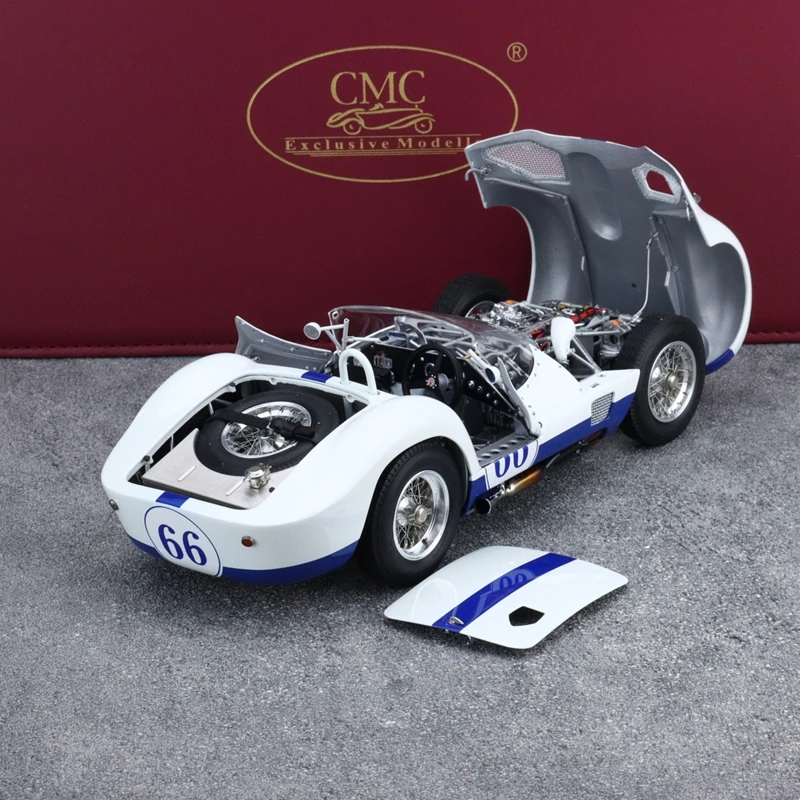 New Cmc 1:18 Maserati Birdcage Tip61 Birdcage #66 Blue And White Simulated Alloy Miniature Die-Casting Car Model Custom Toy Gift