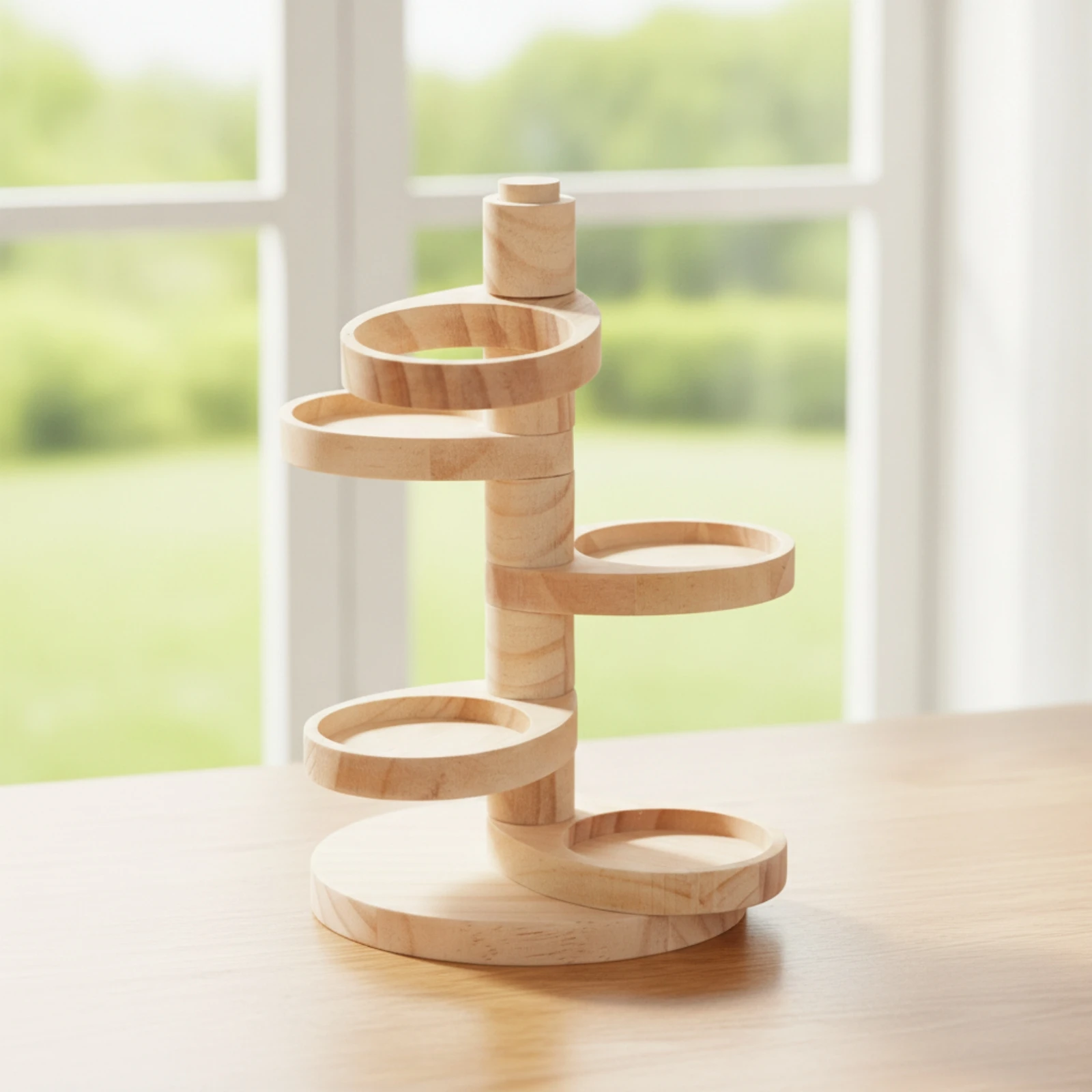 Wooden Organizer with Trays Compact Rotating Display Stand Rotating Organizer Countertop Upright for Vanity, Dresser