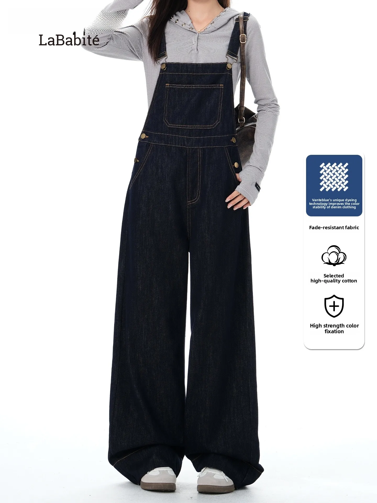 

Женский джинсовый комбинезон Lababite American Original Cow Color, весенняя новинка, широкие штанины, повседневный, с высокой талией, из смесового хлопка