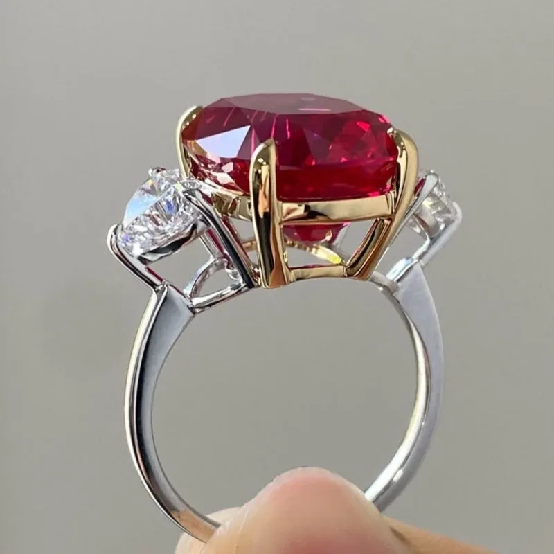 European and American new fashion two-color electroplated large carat zircon inlaid luxury versatile women's ring