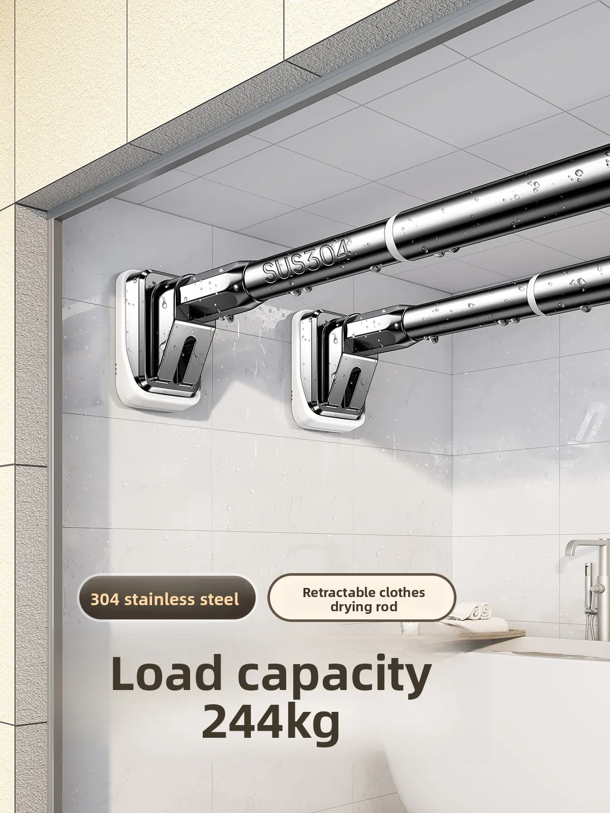 

Выдвижной стержень из нержавеющей стали Thiened 304, стержень для одежды, сверление не требуется, карниз для штор для ванны, подвесной шкаф Ra