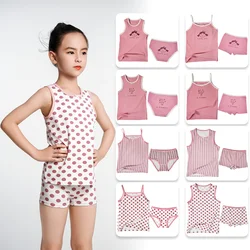 4 pezzi Set Bambini Ragazze Canotta Intimo Rosa Carino Boxer Slip T-shirt senza maniche in cotone Mutandine per bambini per ragazze di età compresa tra 3-8 anni