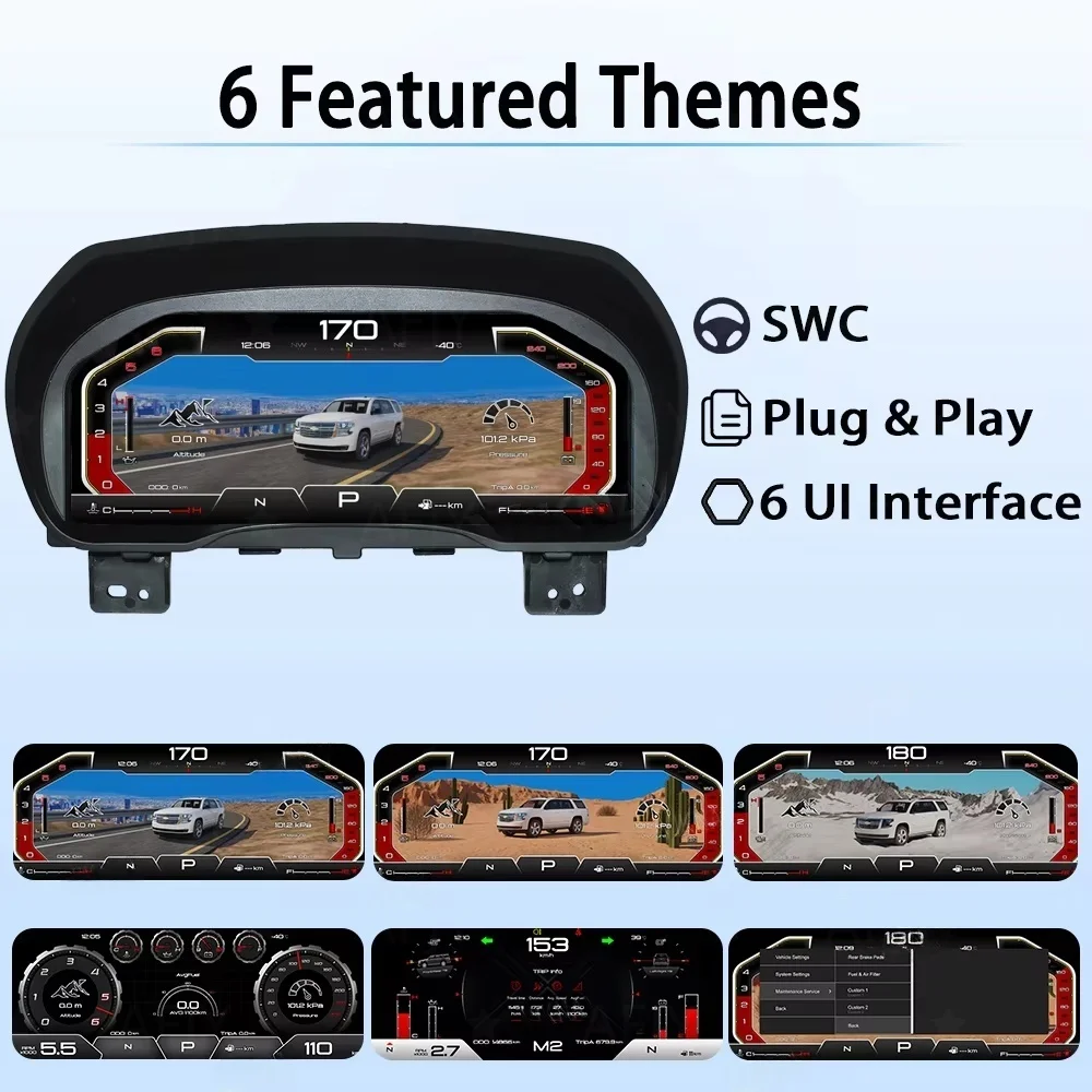 LCD Digital cluster Dashboard Panel For Chevrolet Silverado 2014-2019 GMC Sierra Cluster Virtual Speedometer Screen Instrument