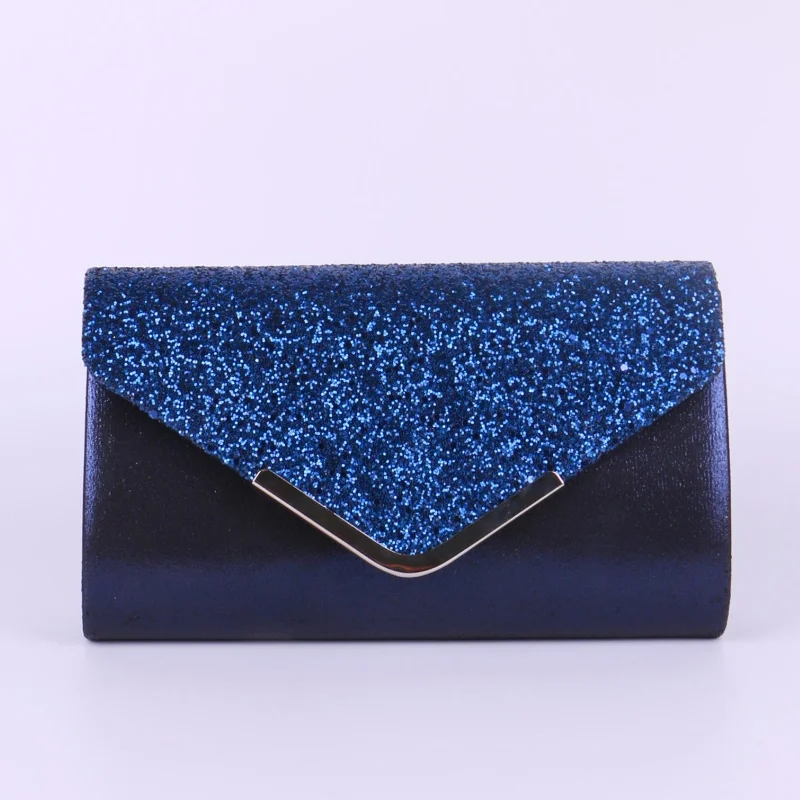 Glittering gold, shiny, elegant and stylish envelope clutch, party wedding handbag for female banquet bag