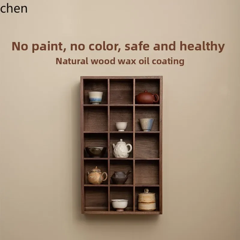 TQH6.24 Black Walnut Duobao Pavilion Shelf Wall Mounted Bogu Shelf