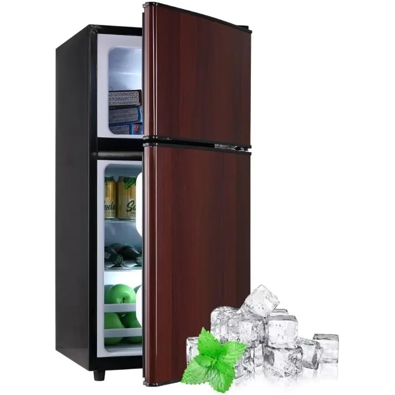 Compact Refrigerator, Small Fridge with Double Door, 3.5 Cu.Ft Apartment Size Refrigerator with 7 Level Adjustable Thermostat