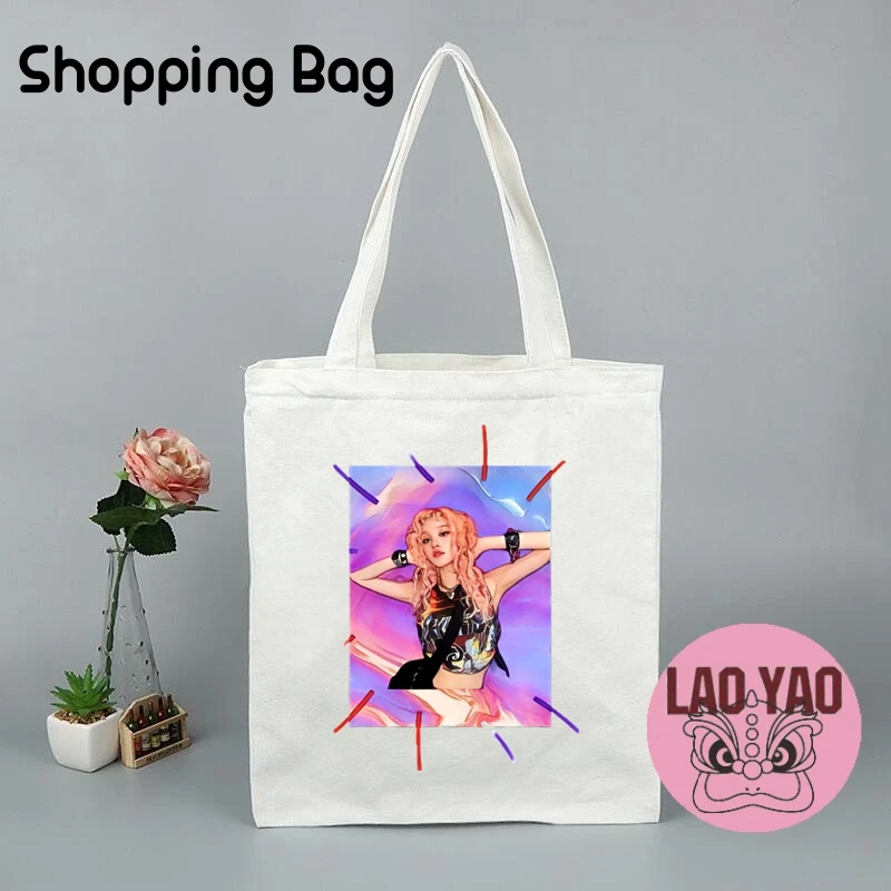 G-IDLE Kpop Shopper Bag per le donne borse di stoffa Totebag Tote Shopping estetica donna tela grande studente universitario nome personalizzato