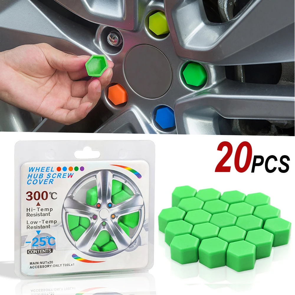 

20Pcs 17 19 21mm Car Vehicles Tire Wheel Tyre Screw Caps Wheel Screw Nut Decorative Bolt Covers Silicone Dust Proof Protector