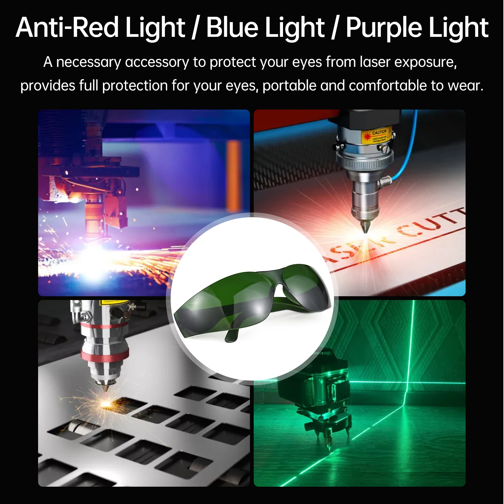 Laser Light Protective Goggles Professional Laser Safety Glasses for 190-470nm / 610-760nm Wavelength and Blue/Red/Purple Light