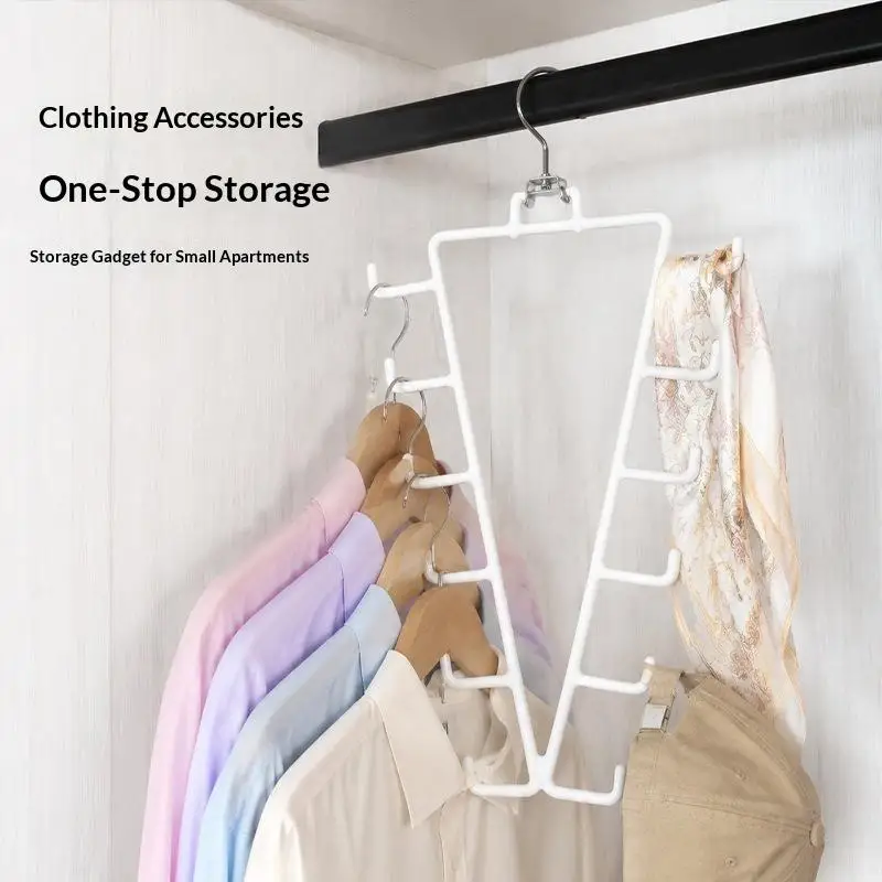 Multi-Layer Clothes Hanger Non-Slip Space Saving Durable Plastic Wardrobe Storage Rack for Dorm Student Home Use