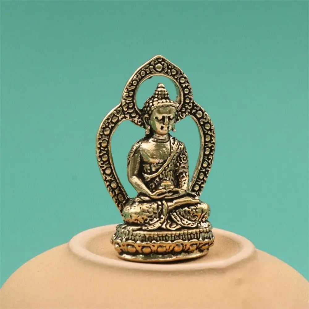 Handcraft Buddha Statue Chinese Style Pure Brass Vivid Buddha Pendant Miniature Mini Brass Buddha Car Pendant