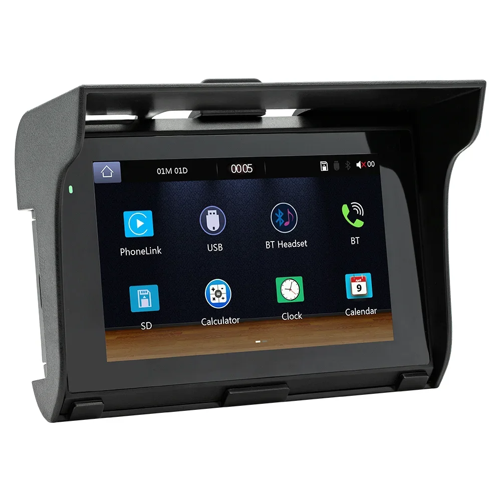 SZDALOS 5 Inch Motorcycle MP5 Monitor, Portable Waterproof BT Music Player with Caplay&Android Auto for Navigation