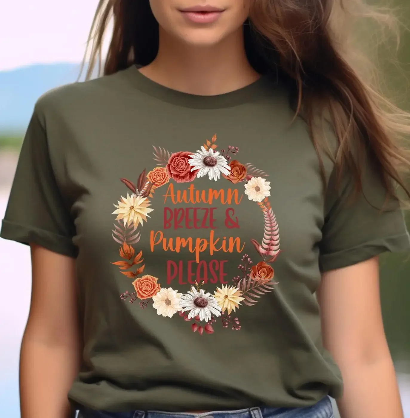 Fall T Shirt Autumn Sweat Farm Fresh Harvest Cute Pumpkin Leaves Thanksgiving