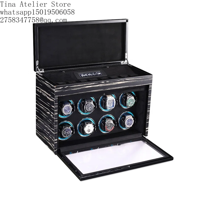 Mechanical Watch Winder for 8+8 Men's or Women's Automatic Watches Lu=xury LCD Touch Display Watch Winder Box