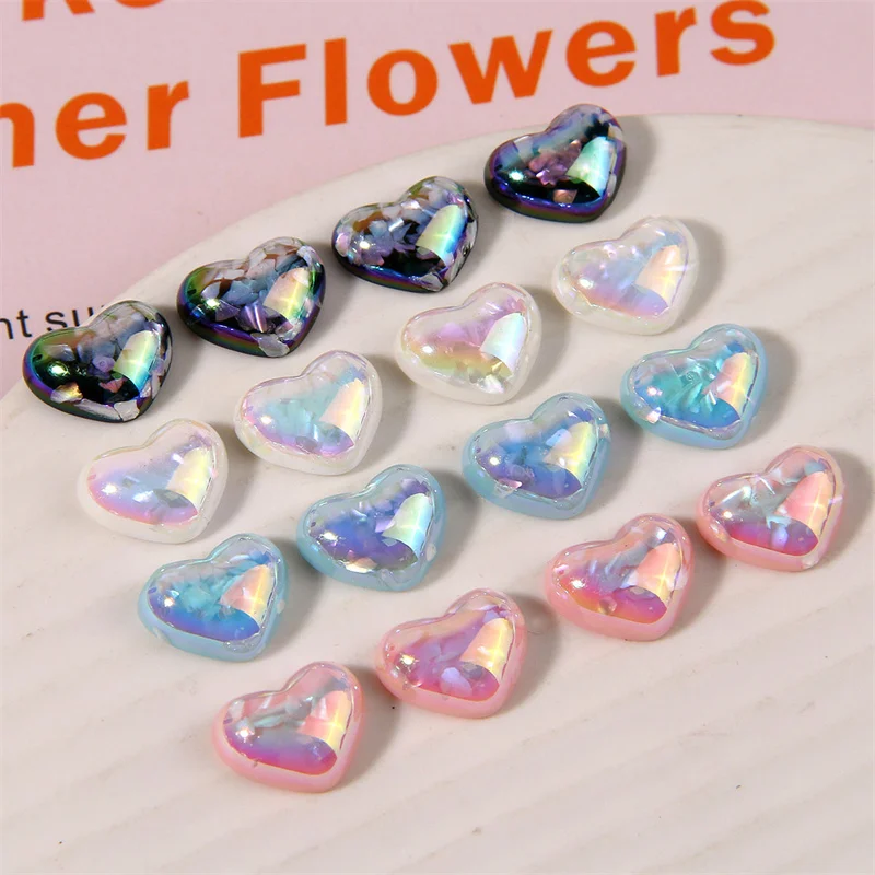 

Wholesale 50pcs/lot color print cartoon hearts shape resin flatback cabochon beads diy jewelry earring accessory