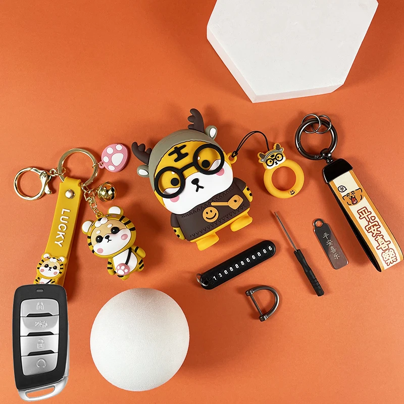 Мультяшный Тигр для Changan CS85, CS35 Plus, CS25, CS95, CS85 Coupe, дистанционное управление, брелок, держатель, аксессуары