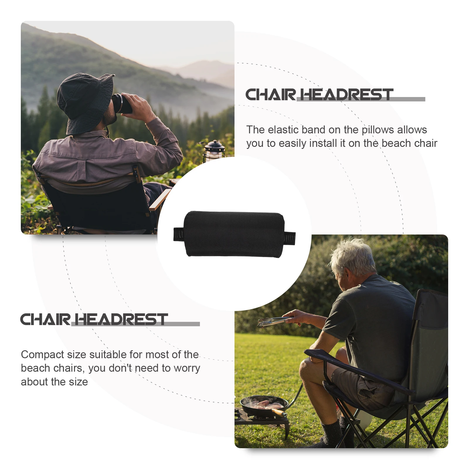 

Beach Chair Pillow Comfortable Sponge Cloth Headrest for Adults Outdoor Lounge Chairs Foldable Travel Accessories