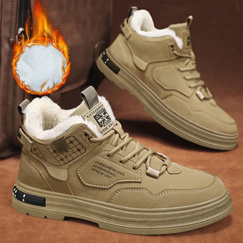 

Men Shoes 2025 New Winter Boots High Top Men Shoes Waterproof Non-Slip Plush Sneakers Male Tenis Shoes Boots Men Sneakers Winter