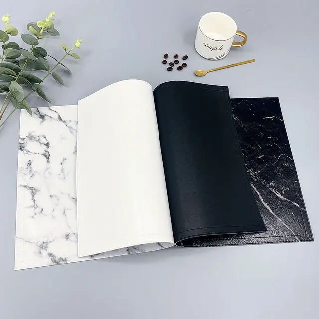 Elegante mantel individual de poliuretano con aislamiento térmico, antideslizante, con diseño de mármol, para tazas de café, para servir té, para la mesa del comedor, 2 unidades, 3 unidades.