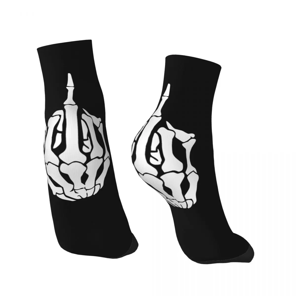 Kawaii Mens Skeleton Middle Finger Dress Socks Unisex Warm Breathbale 3D Printing Crew Socks