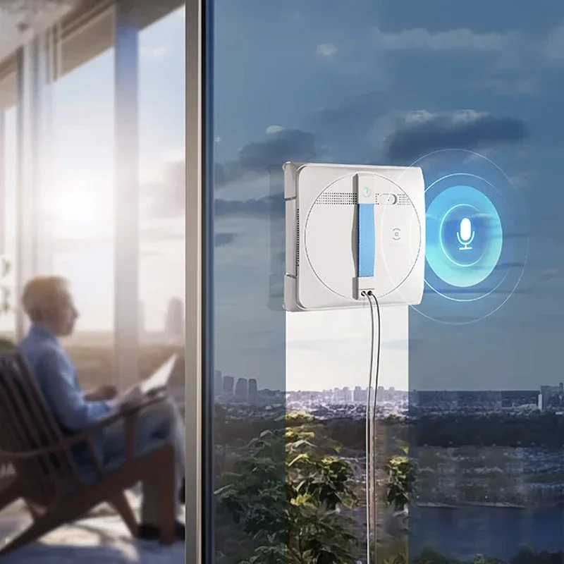 ECOVACS-Robot Nettoyeur de Vitres W1S, Vaporisateur d'Eau pour Touristes, Aspiration Sous Vide ÉWer, Capteur Intelligent AI, pour la Maison, les Murs, les Fenêtres en Verre, les Livres