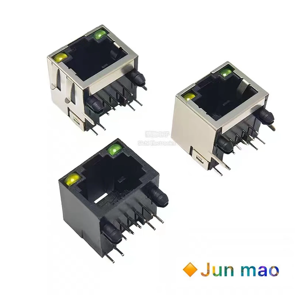 5PCS Full copper RJ45 socket with light 56 socket with light network socket 8P8C shielded socket full plastic dual port 4-port