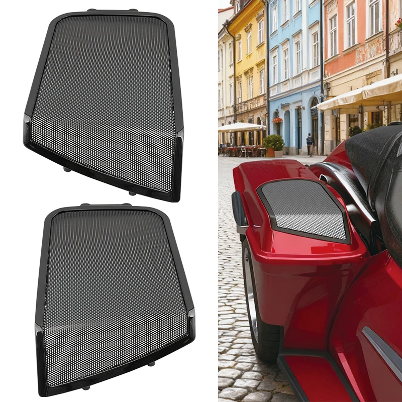 

Black Motorcycle Accessories 6"x 9" Saddlebag Lid Speaker Grill Cover For Harley Touring Electra Road King Street Glide 94-13