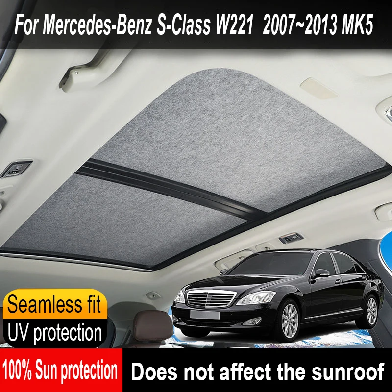 Car Sunroof Insulation Roof Visor For Mercedes-Benz S-Class W221 2007~2013 2012 11 Electrostatic Adsorption Sky Curtain Sunshade