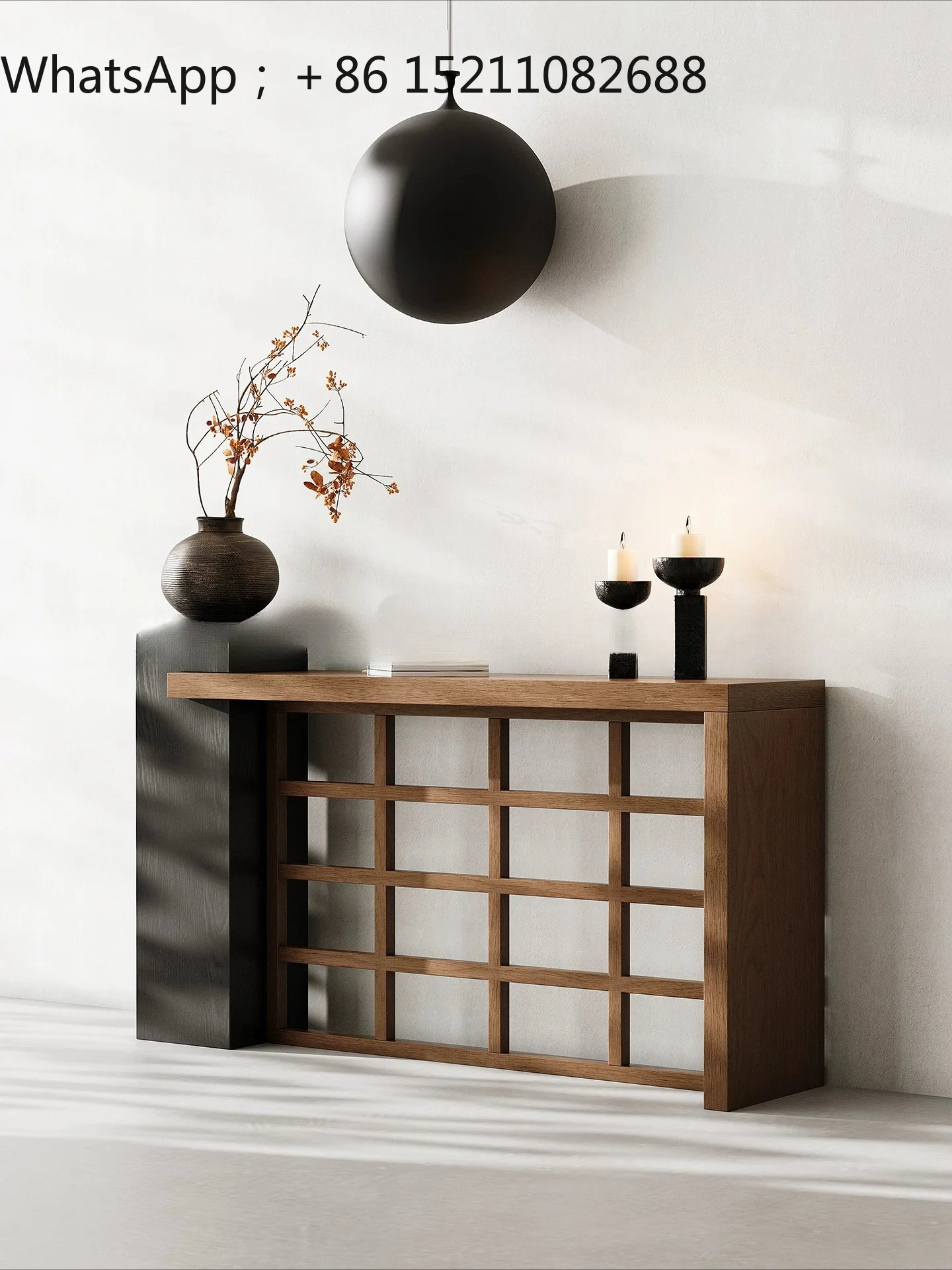 SCY medieval style solid wood entrance table household entry bill hotel homestay decoration rack