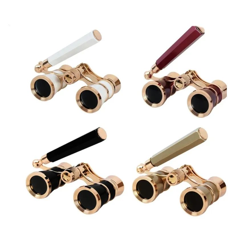 

Mini Protable Vintage Glasses Binocular Telescope with Handle Fashion Women Elegant Multipurpose Opera Theater Horse