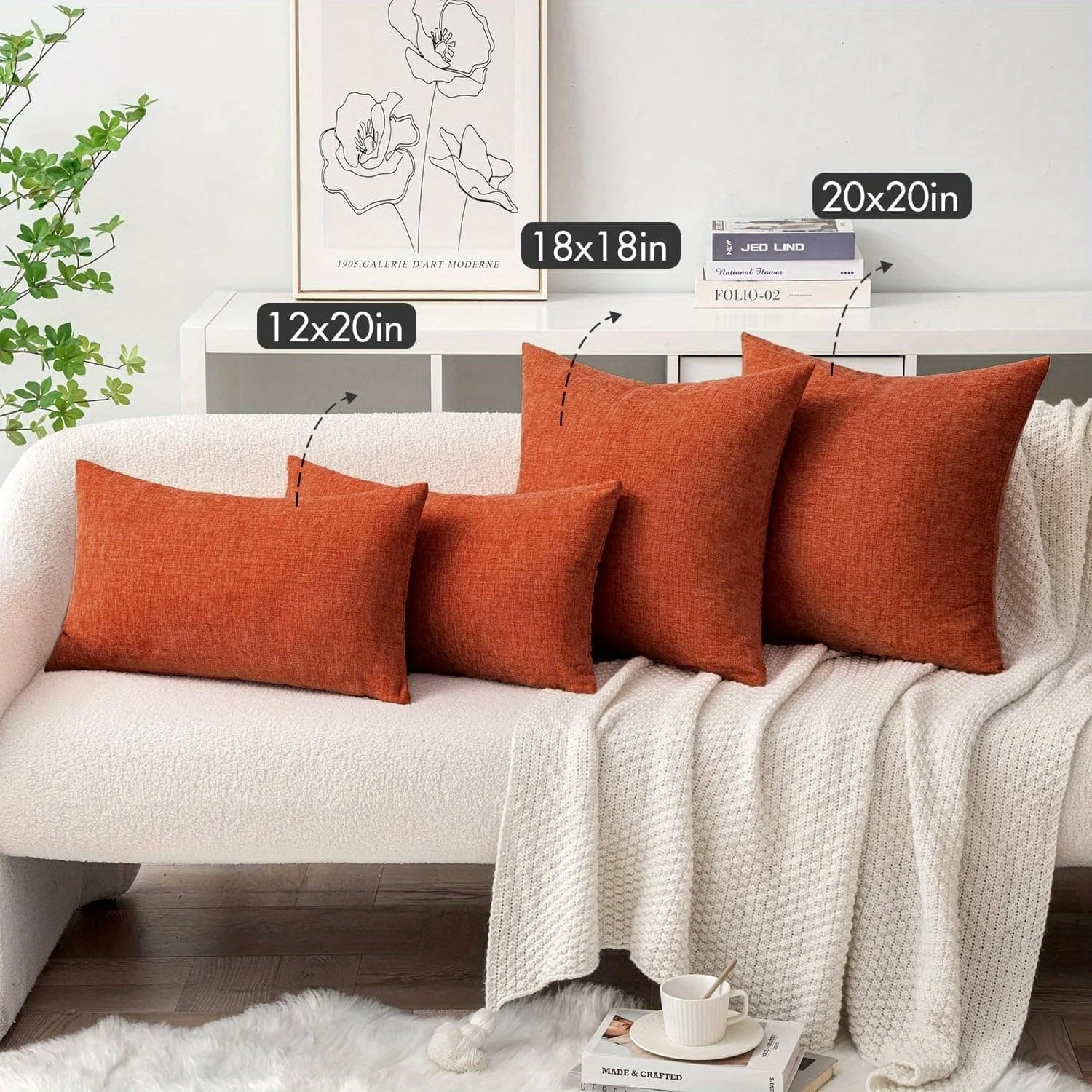 Orange Geometric Pattern Cushion Covers Polyester Pillowcase for Sofa, Bedroom, Living Room 45x45CM Christmas Decorative Pillows - view 2