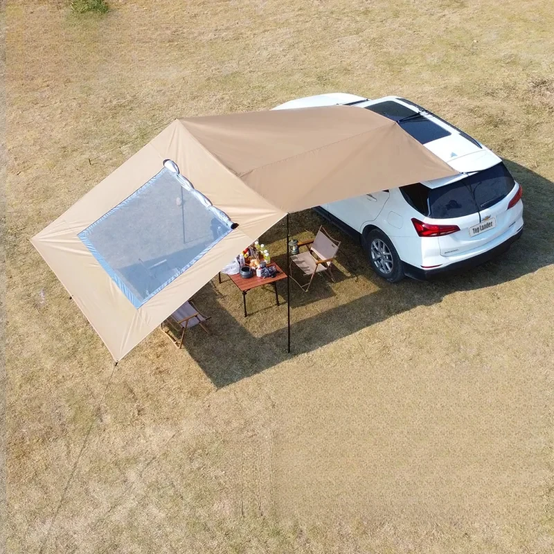 

Car Tarp with Mesh Skylight Tent Camping SUV Car Awning Shelter Portable Canopy Waterproof Outdoor Shade Tourism Sun Shelter