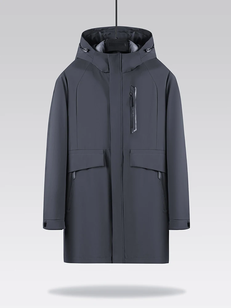 

Мужская повседневная пуховая куртка с капюшоном, теплая, со съемным внутренним жилетом, однотонная, простая, зимняя верхняя одежда