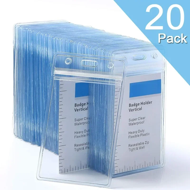 

Vertical Card Holder Waterproof Transparent Card Protective Cover for ID Badge Credit Cards with Resealable Zip Office Supplies